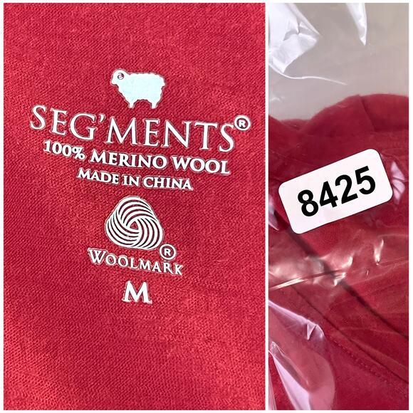 Seg’ments Merino Wool V-Neck Tunic Top Sz M Red Pleated Textured Lower Lace - Picture 13 of 13